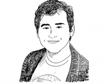 Victor Gomes in a line drawing